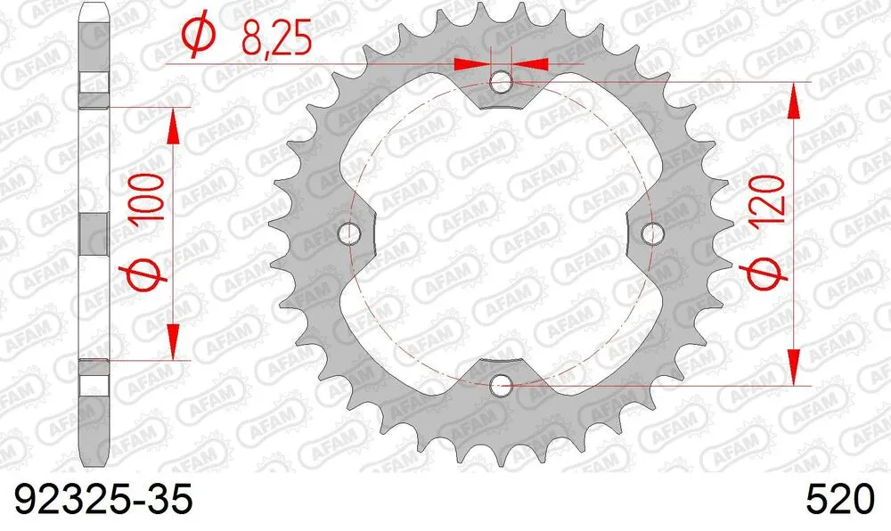 92325-35 AFAM Kettensatz Stahl 520 XRR3-G 13x35 - Bombardier Brp 200 Rally 2003-07 - 09221900
