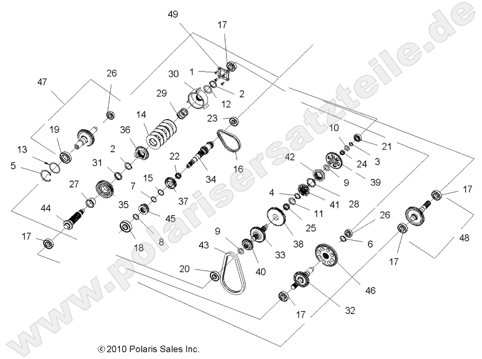 DRIVE TRAIN, MAIN GEARCASE INTERNALS (Built 3/01/11 and Before)