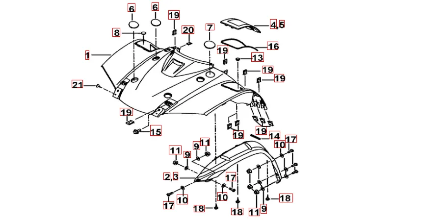 Frontverkleidung racing-blaumatt-orange