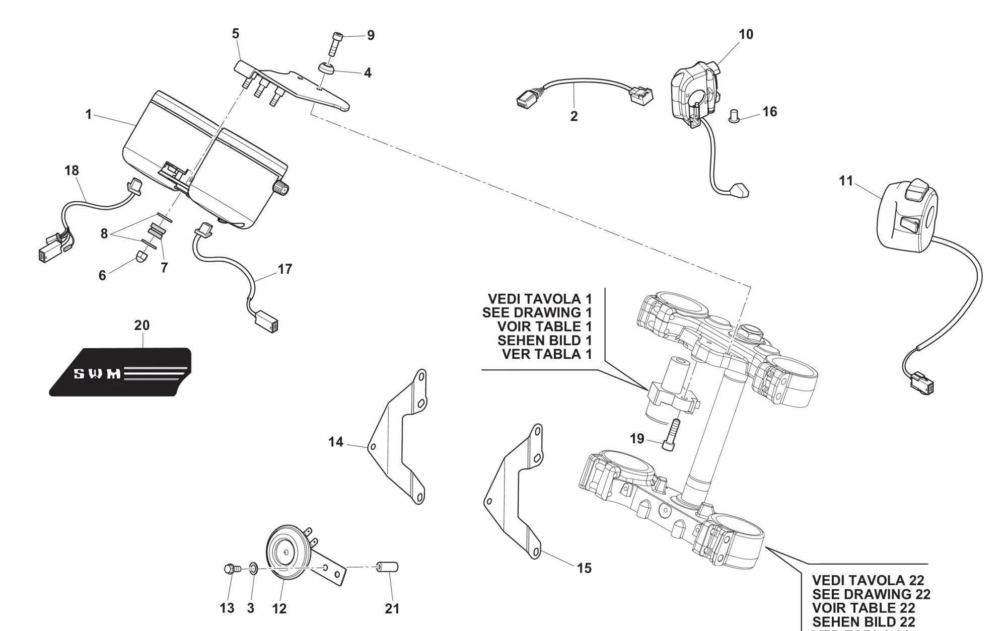 Tachometer / Lenkerschalter Tachometer / Lenkerschalter