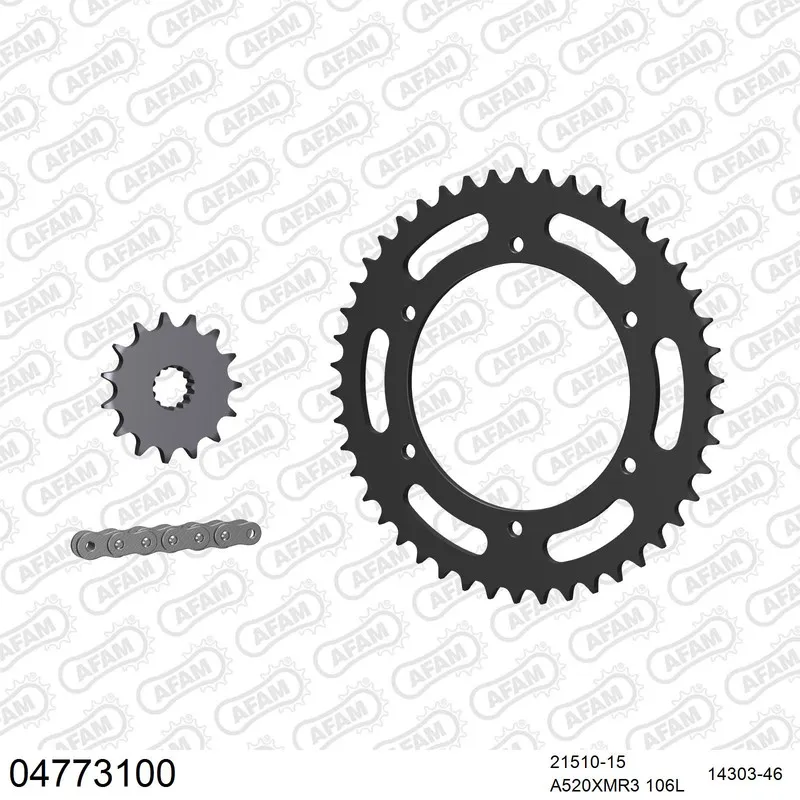 04773100 AFAM Kettensatz Stahl 520 XMR3 15x46 - Derbi 659 Mulhacen 2006-08 - 04773100