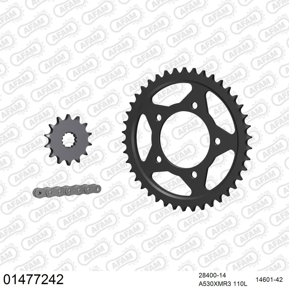 01477242 AFAM Kettensatz Stahl 530 XMR3 14x42 - Suzuki GSX-R 750 1986-87 - 01477242