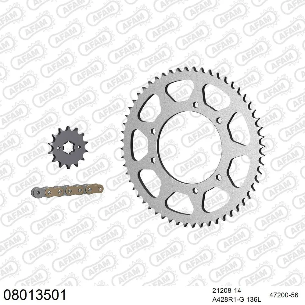 08013501 AFAM Kettensatz Stahl 428 R1-G 14x56 - Rieju 125 LC Marathon Pro 2009-21 - 08013501