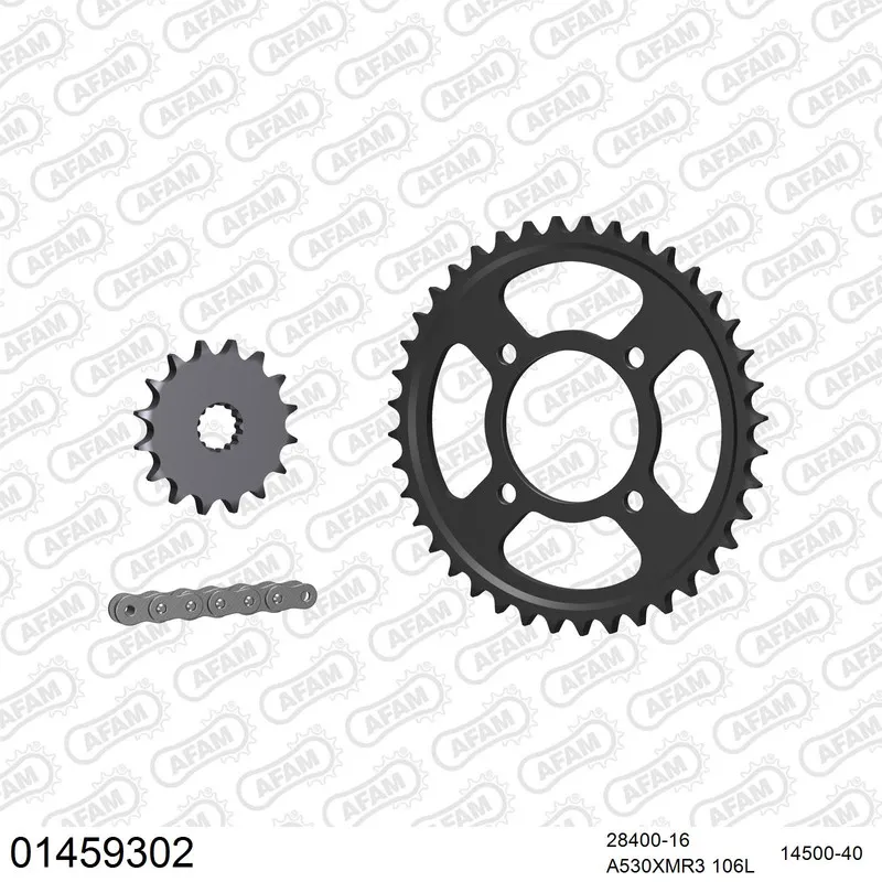 01459302 AFAM Kettensatz Stahl 530 XMR3 16x40 - Suzuki RG 500 Gamma 1986-89 - 01459302