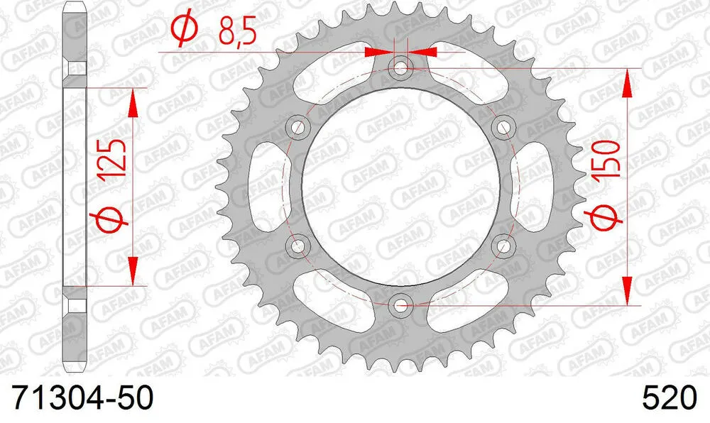 AFAM Kettensatz Stahl 520 MR2-G 13x50 - KTM GS 125 1994-97 - KIT106731