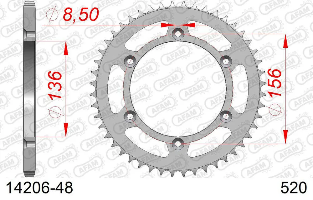 14206-48 AFAM Kettensatz Stahl 520 MR2-G 13x48 - Husqvarna CR 250 2000-13 - KIT106311