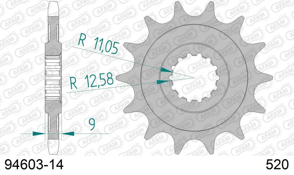 94603-14 AFAM Kettensatz Stahl 520 XMR3 14x41 - Mv Agusta Brutale 750 1999-02 - KIT108931