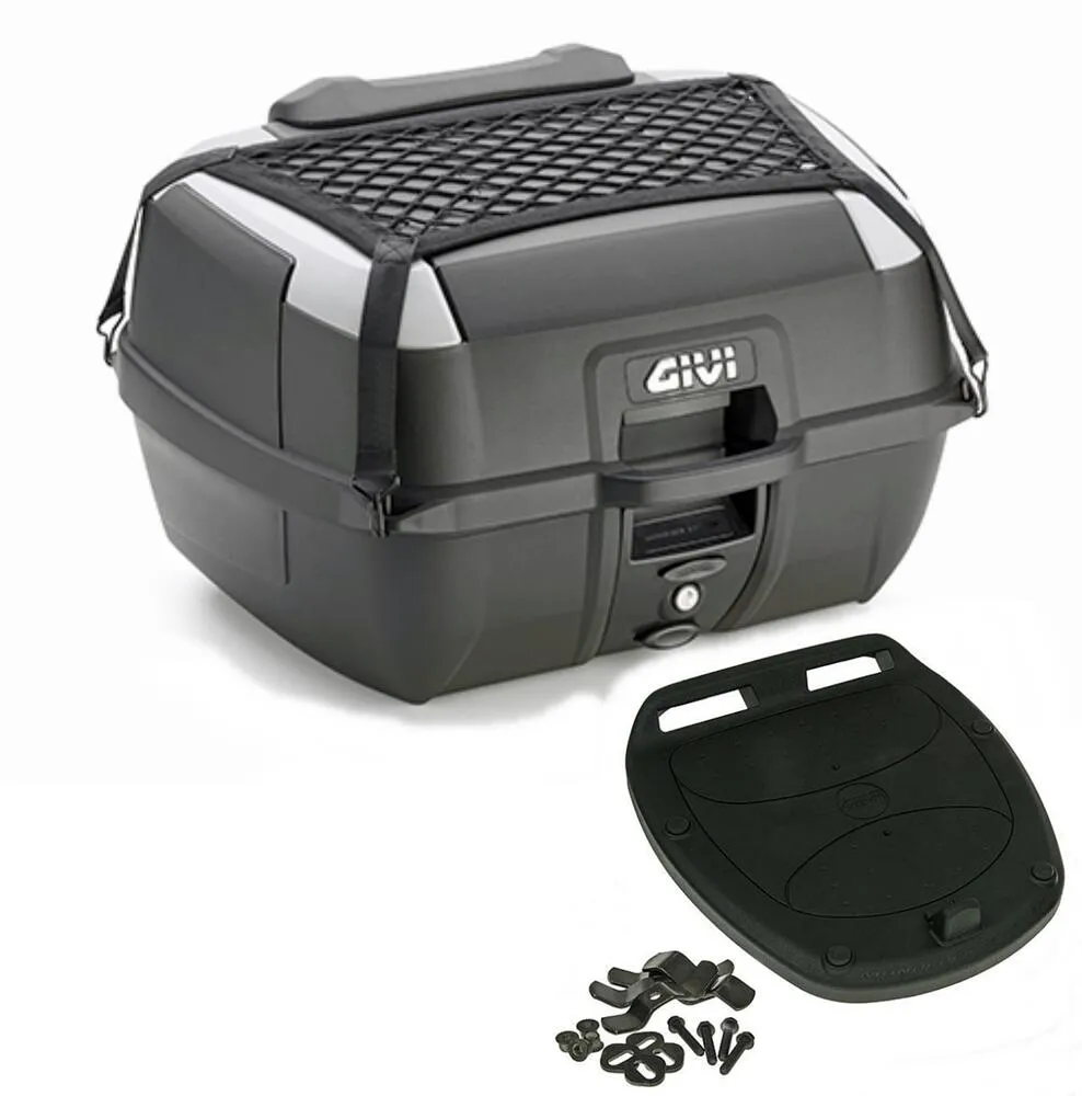 Givi_Monolock_Topcase_B45____45_Liter___schwarz_mit_silber_satiniert_1 Givi Monolock Topcase B45+ - 45 Liter - schwarz mit silber satiniert - inkl. Montagekit