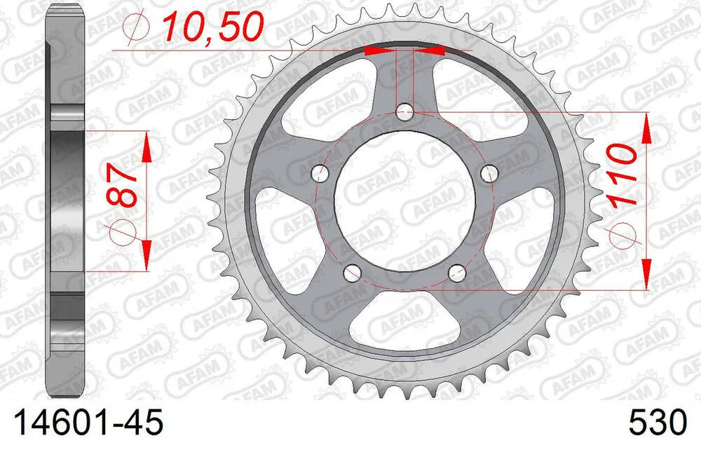 14601-45 AFAM Kettensatz Stahl 530 XMR3 14x45 - Suzuki GSX 600 F 1992-97 - 01470207