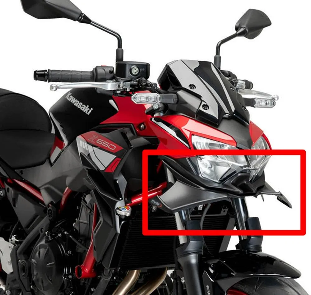 Puig Naked Front Downforce Spoiler - mattschwarz - Kawasaki Z650 2021-24 - 21134J