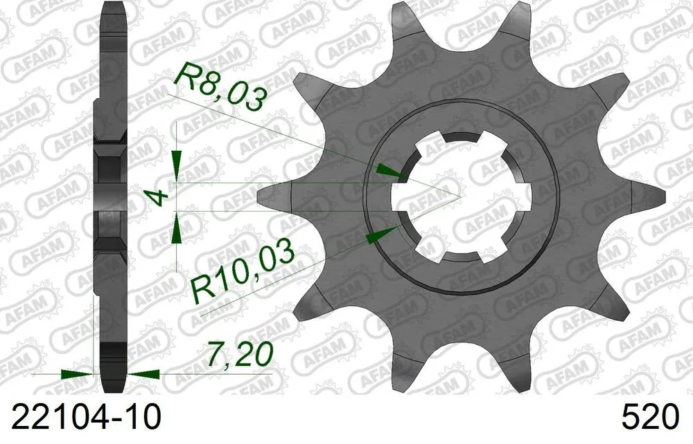 22104-10 AFAM Kettensatz Stahl 520 XLR2 10x22 - Suzuki LT 80 1987-06 - 01407931