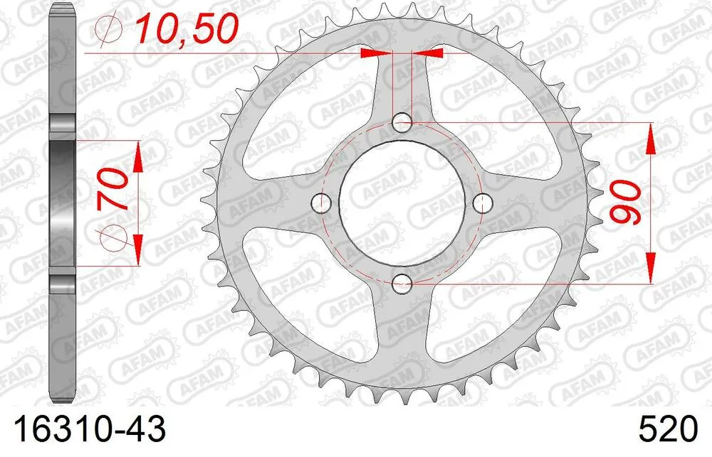 AFAM Kettensatz Stahl 520 XRR3-G 12x43 - Kawasaki KSF 250 Mojave 1994-03 - 01626900