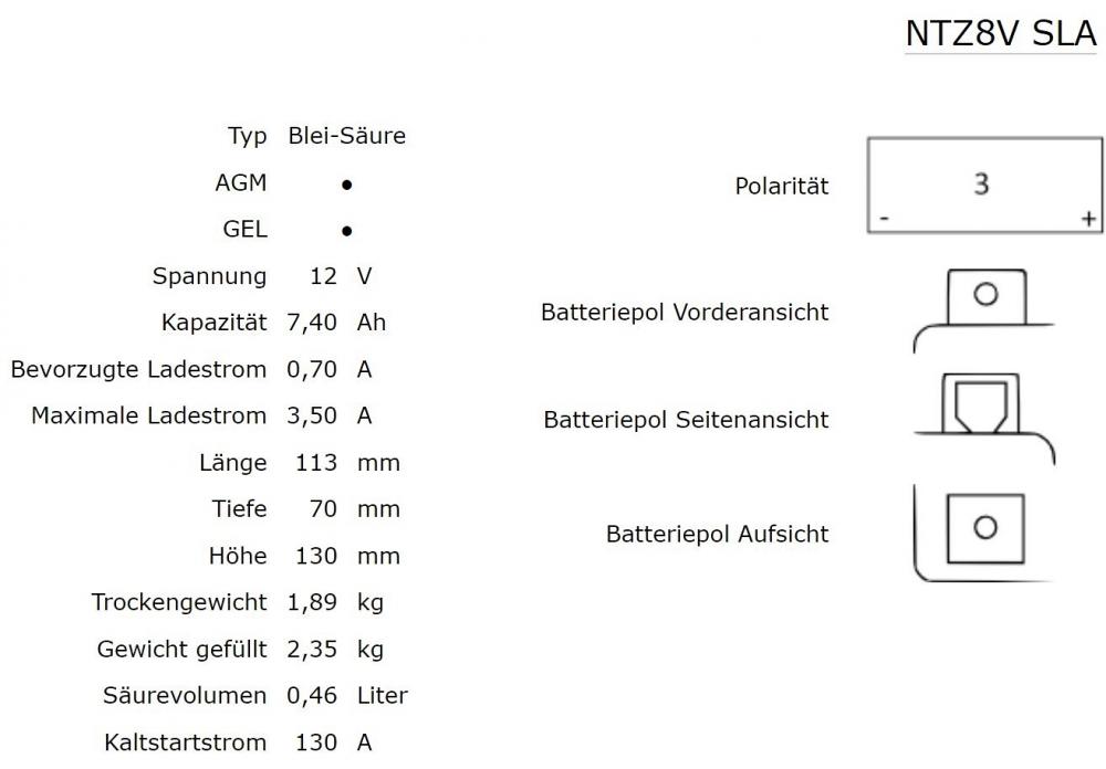 Nitro_NTZ8V_YTZ8V_SLA_GEL_AGM_Batterie_12V_74AH___Einbaufertig_daten Nitro NTZ8V / YTZ8V SLA GEL AGM Batterie 12V 7,4AH - Einbaufertig (FTZ8V BTZ8V)