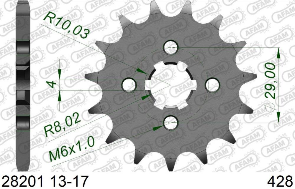 AFAM Kettensatz Stahl 428 XMR-G 14x45 - Suzuki GSX-R 125 2017-20