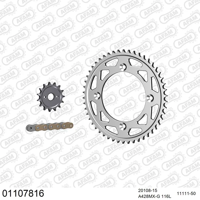 AFAM Kettensatz Aluminium 428 MX-G 15x50 - Honda CR 85 R 2003-05 - 01107816