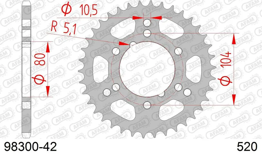 AFAM Kettensatz Stahl 520 XRR3-G 12x42 - Polaris 250 Trail Boss 1995-99 - 09826905