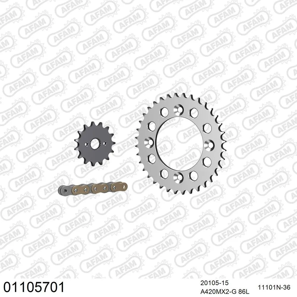 AFAM Kettensatz Aluminium 420 MX2-G 15x36 - Honda CRF 70 F 2004-13 - 01105701