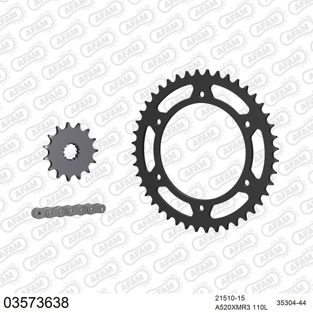 03573638 AFAM Kettensatz Stahl 520 XMR3 15x44 - Aprilia 650 ie Pegaso Factory 2006-10 - 03573638