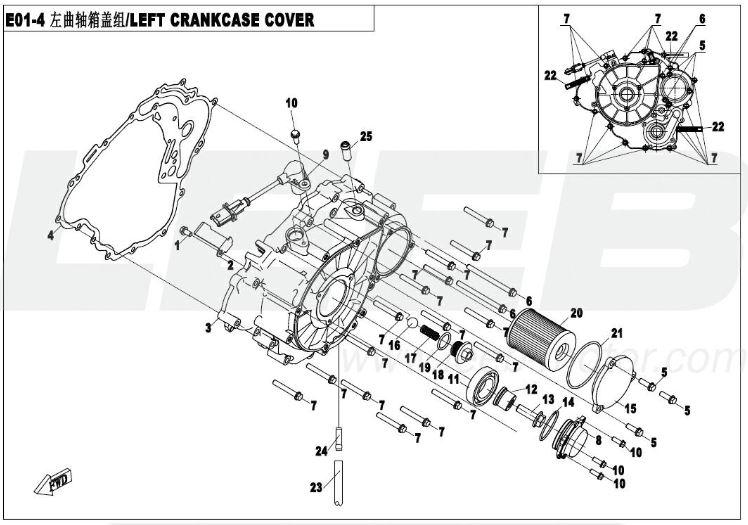 Motorgehäuse links - Ölfilter