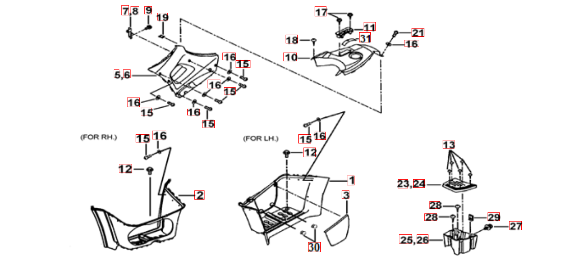 Fussstützen und Tankabdeckung