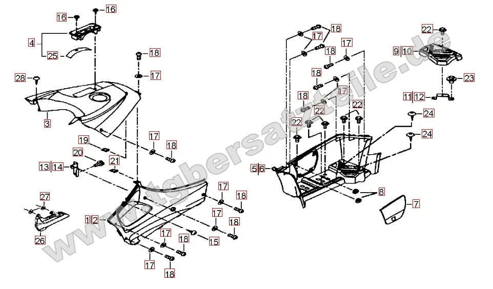 Fußstützen und Tankabdeckung