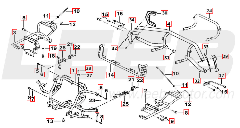 Sturzbügel vo. u. hi. - Fußstützen