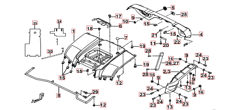 Heckverkleidung schwarz-metallic