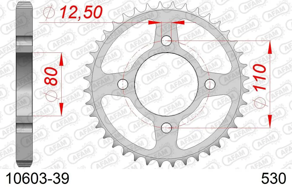 AFAM Kettensatz Stahl 530 XMR3 18x39 - Honda CB 750 C Custom 1981 - 01077169