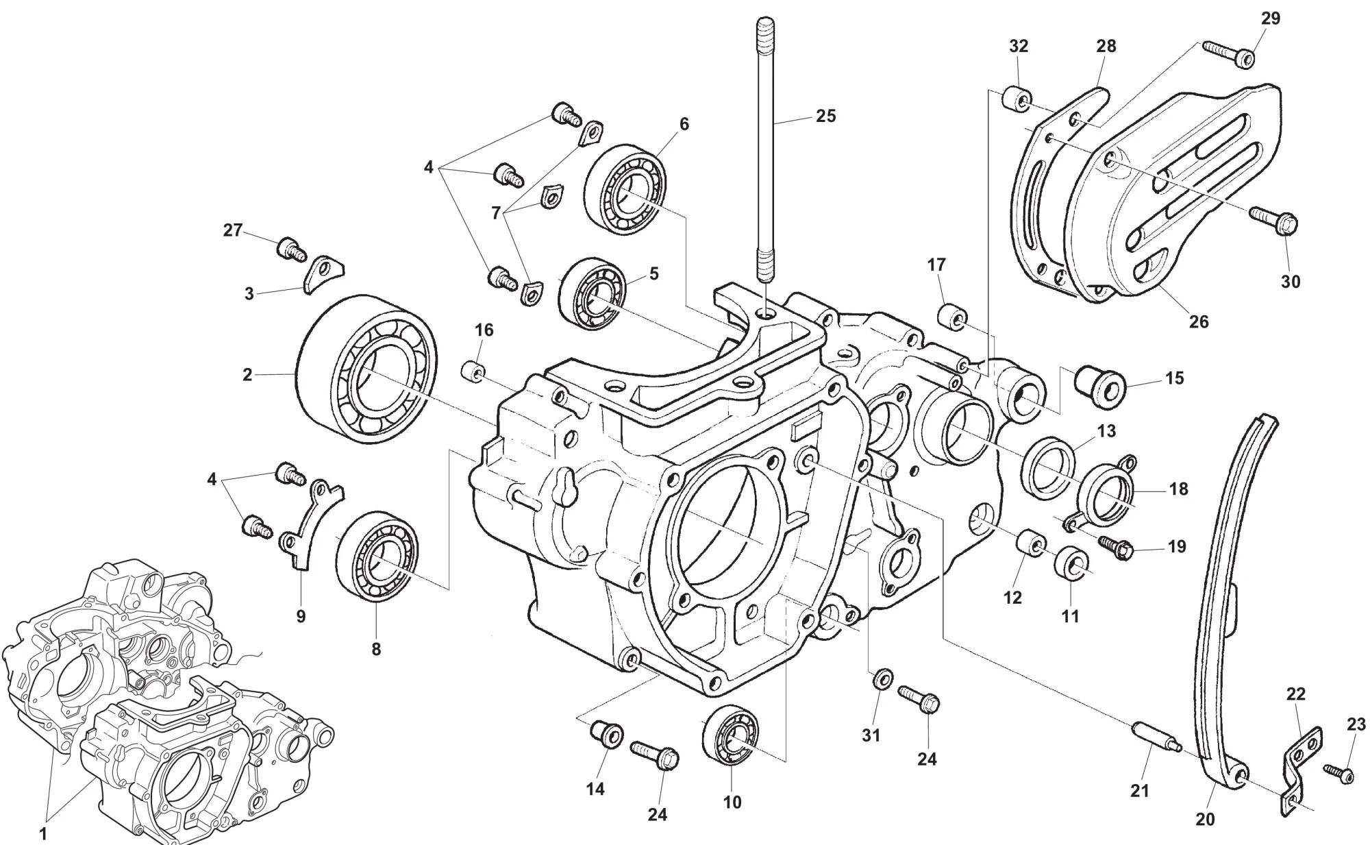 Motorgehäuse links Motorgehäuse links