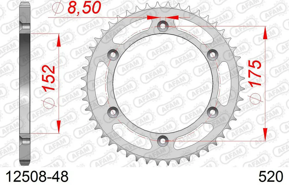 12508-48 AFAM Kettensatz Stahl 520 XRR3-G 13x48 - Yamaha WR 125 1998 - 01213751