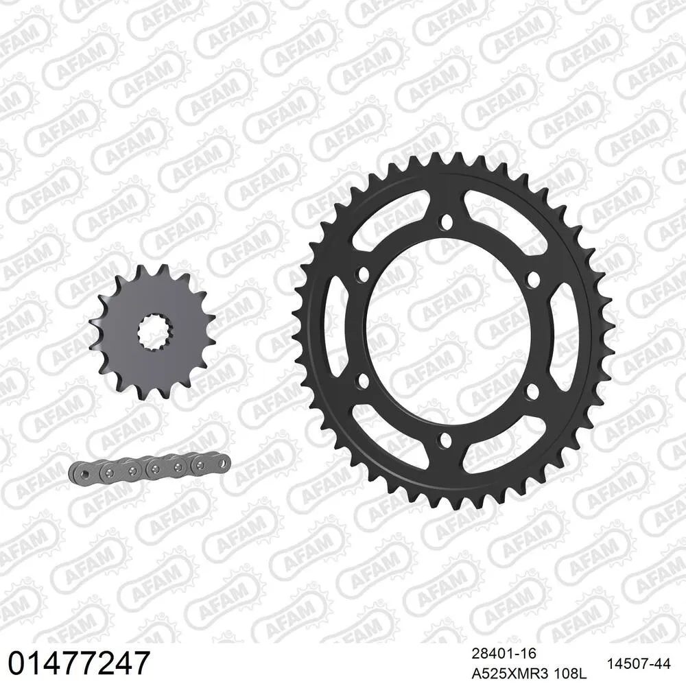 AFAM Kettensatz Stahl 525 XMR3 16x44 - Suzuki GSX-R 750 SRAD 1998-99 - 01477247