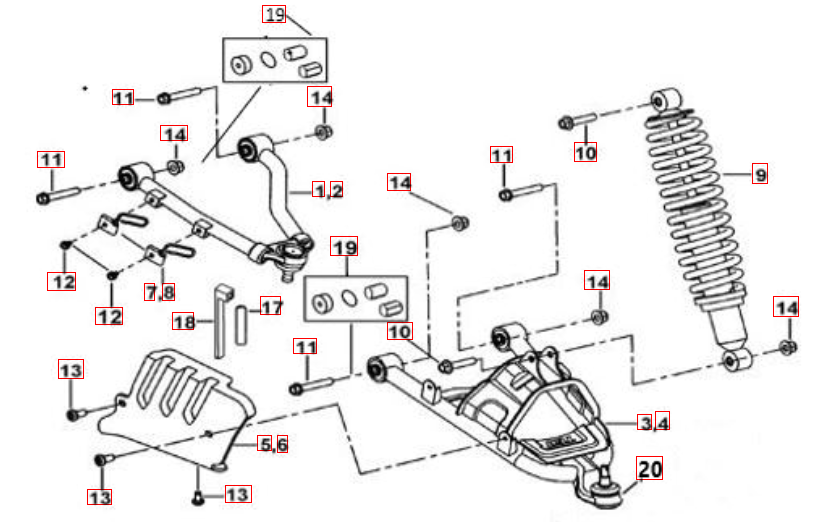 Federbein vorne,orange