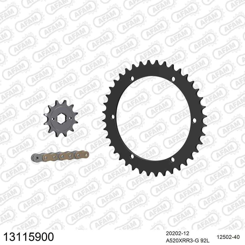 13115900 AFAM Kettensatz Stahl 520 XRR3-G 12x40 - Xroads Mustang 150 2003-04 - 13115900