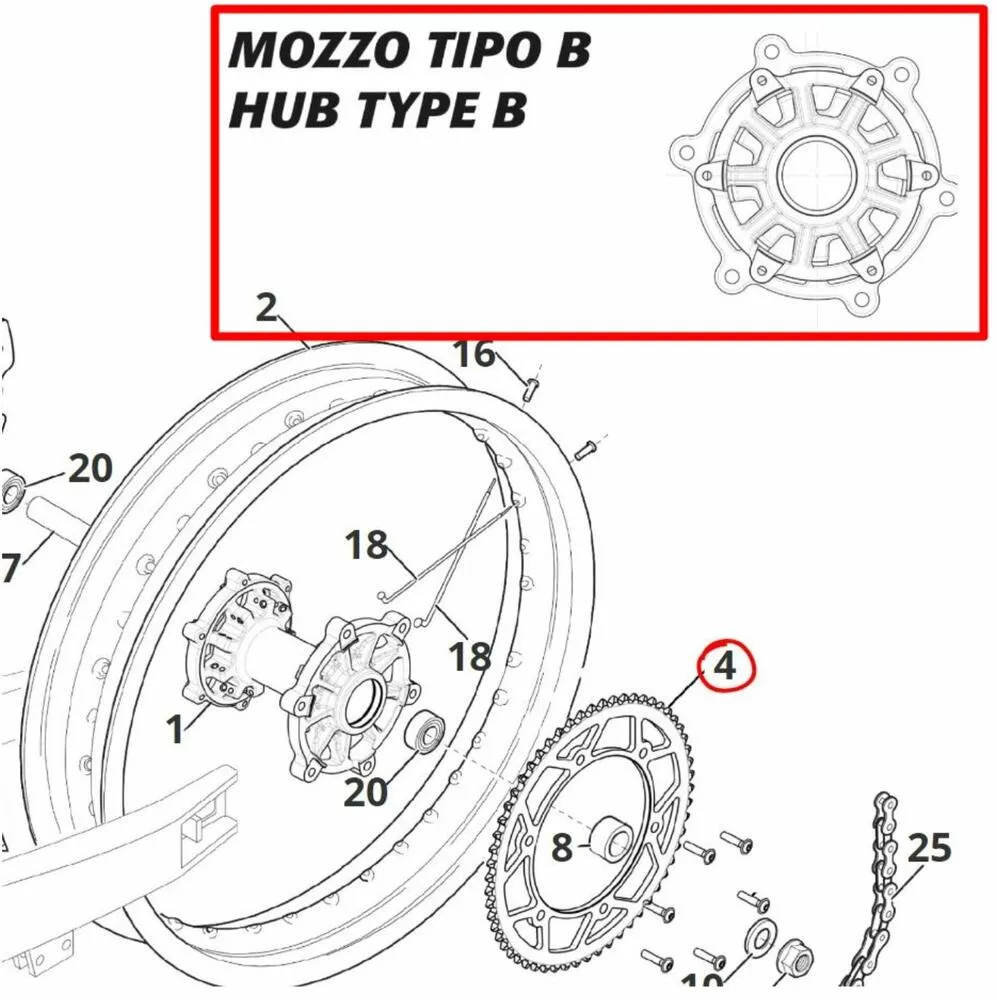 Fantic-Radnaben-Typ-B Fantic Original Kettenrad Aluminium schwarz hinten - 420 Z 58 - 05106005