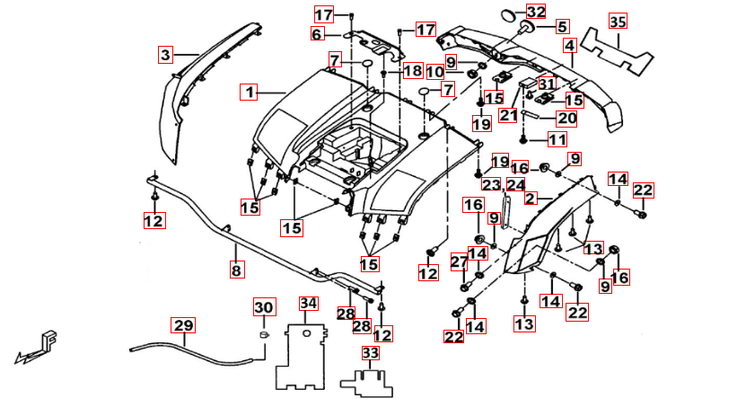 Heckverkleidung mattschwarz