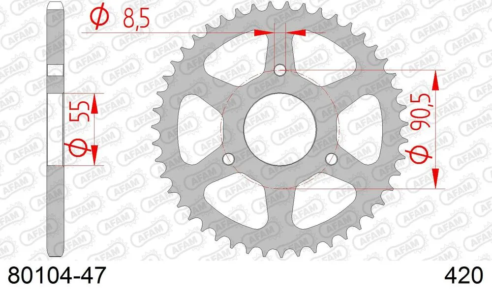 80104-47 AFAM Kettensatz Stahl 420 R1-G 11x47 - Rieju NKD 50 2004-10 - KIT108241