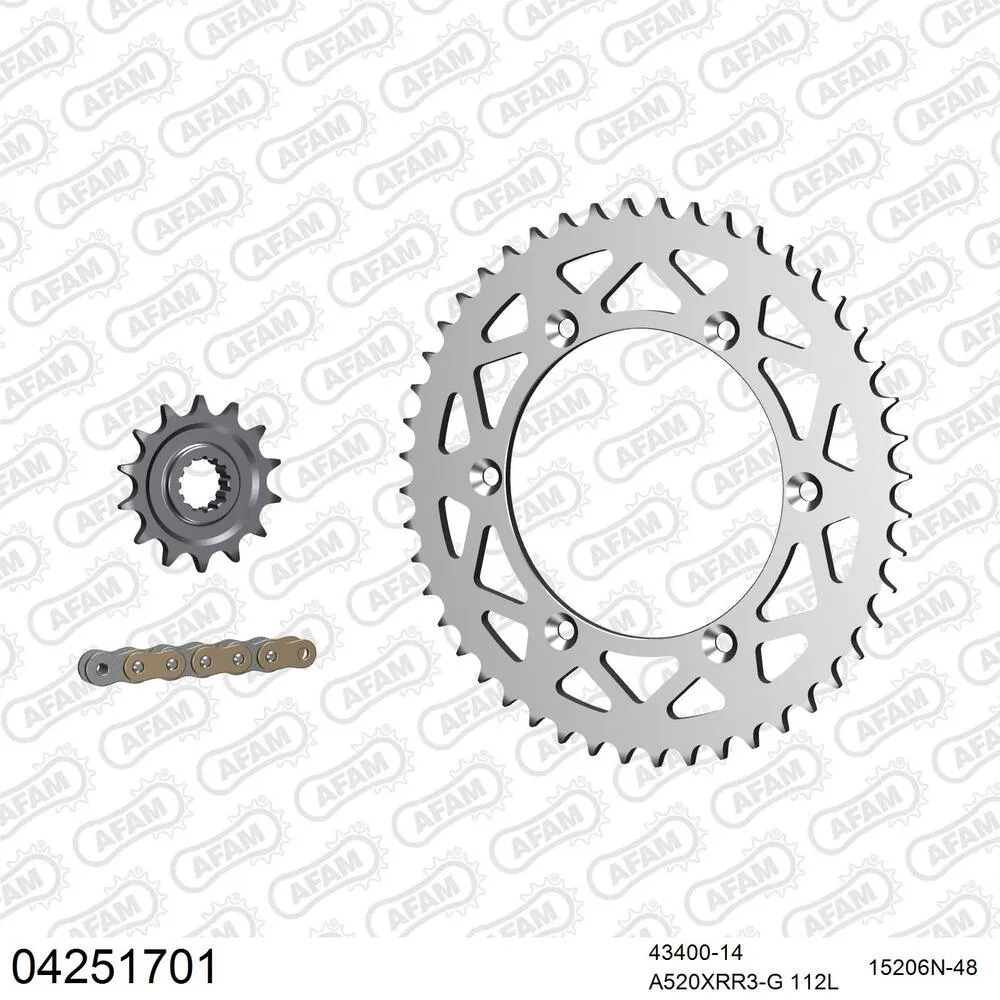 04251701 AFAM Kettensatz Aluminium 520 XRR3-G 14x48 - Sherco Enduro 4.5 i 2004-13 - 04251701