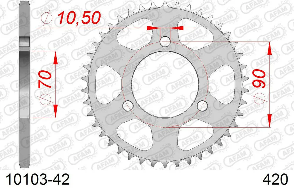 10103-42 AFAM Kettensatz Stahl 420 R1-G 14x42 - Honda MBX 50 S 1983-85 - 01001202