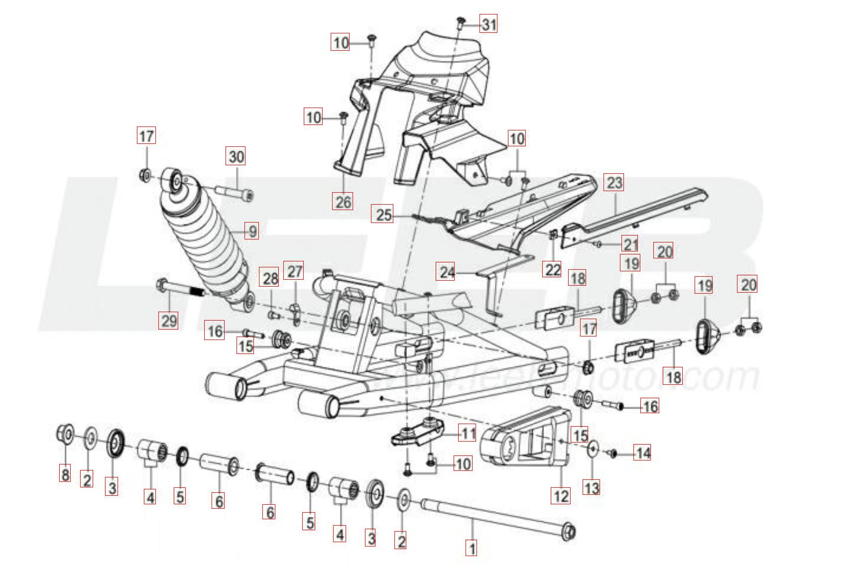 Federbein / Hinterradschwinge