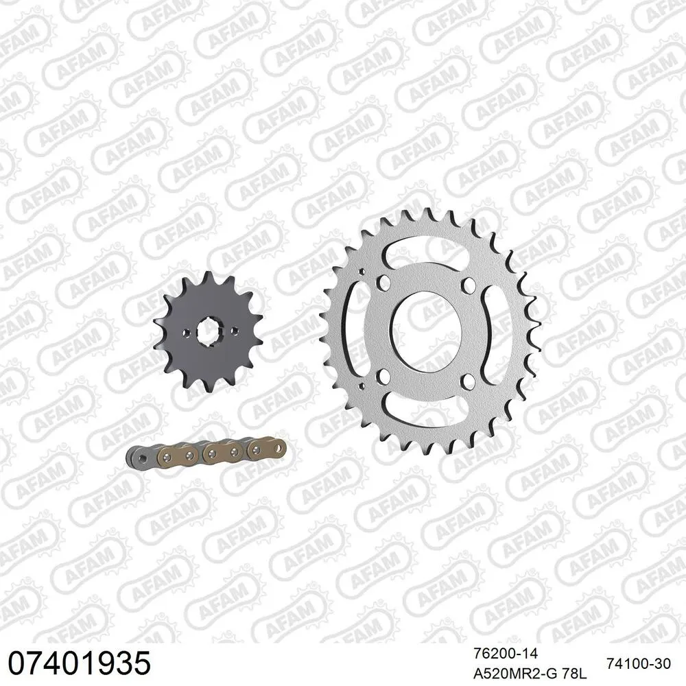AFAM Kettensatz Stahl 520 MR2-G 14x30 - Kymco MXU 50 2004-13 - 07401935