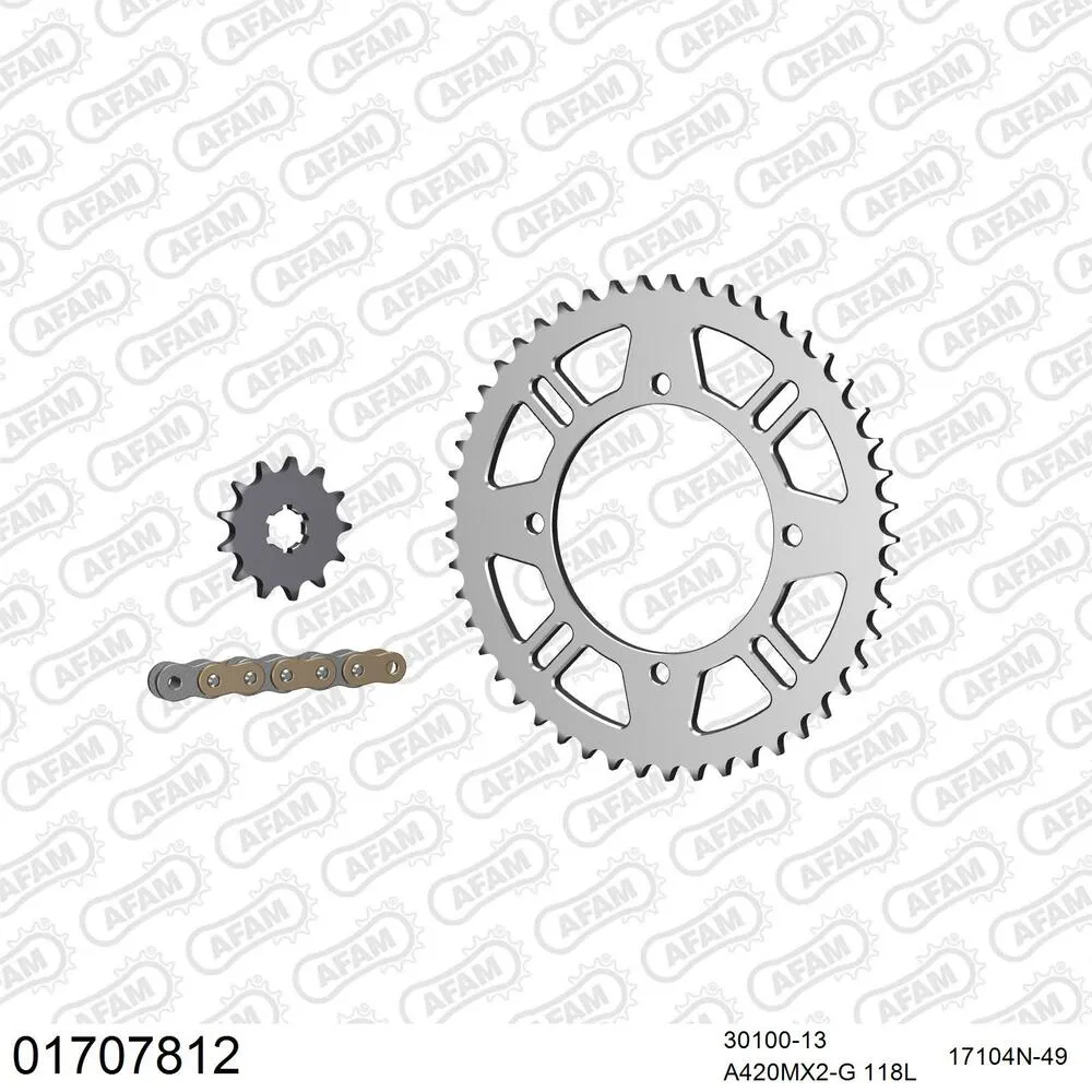 AFAM Kettensatz Aluminium 420 MX2-G 13x49 - Kawasaki KX 80 1990-97 - 01707812