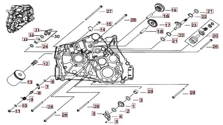 Motorgehäuse links 1 Motorgehäuse links 1
