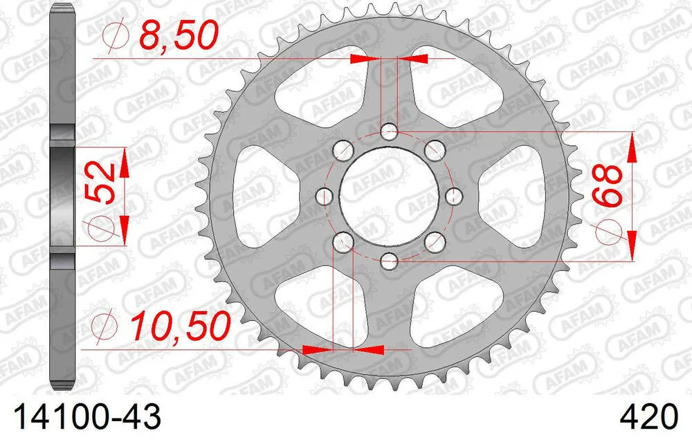 AFAM Kettensatz Stahl 420 R1-G 12x43 - Suzuki TV 50 1991-94 - 01401102