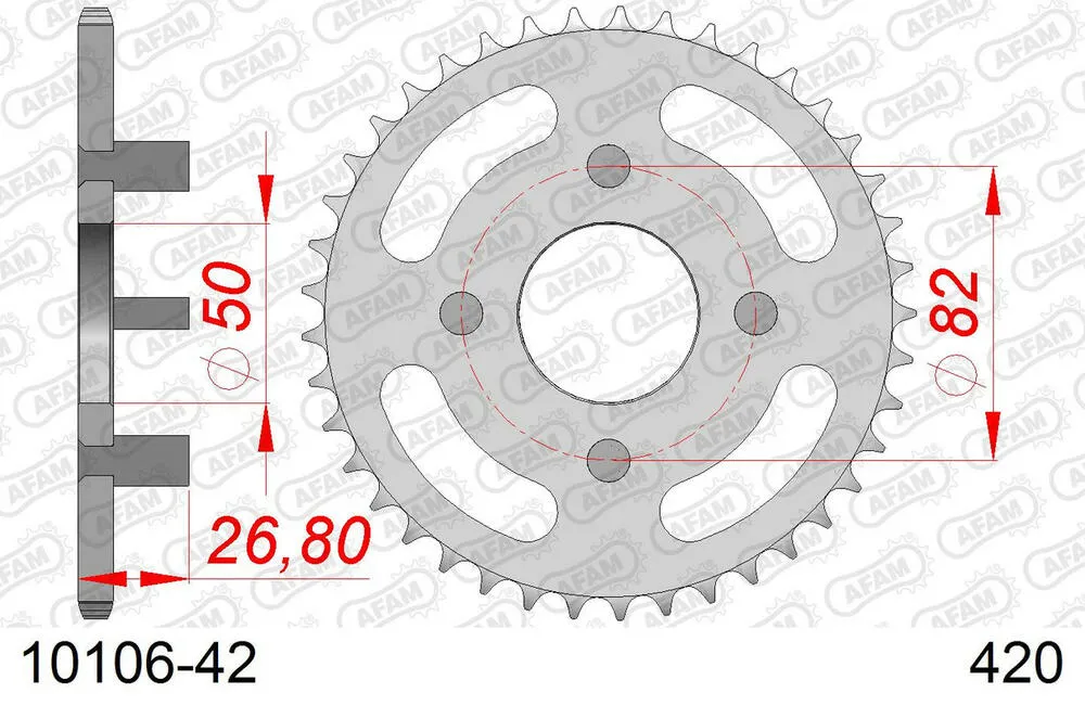 AFAM Kettensatz Stahl 420 R1-G 13x42 - Honda CB 50 J 1977-81 - 01001200
