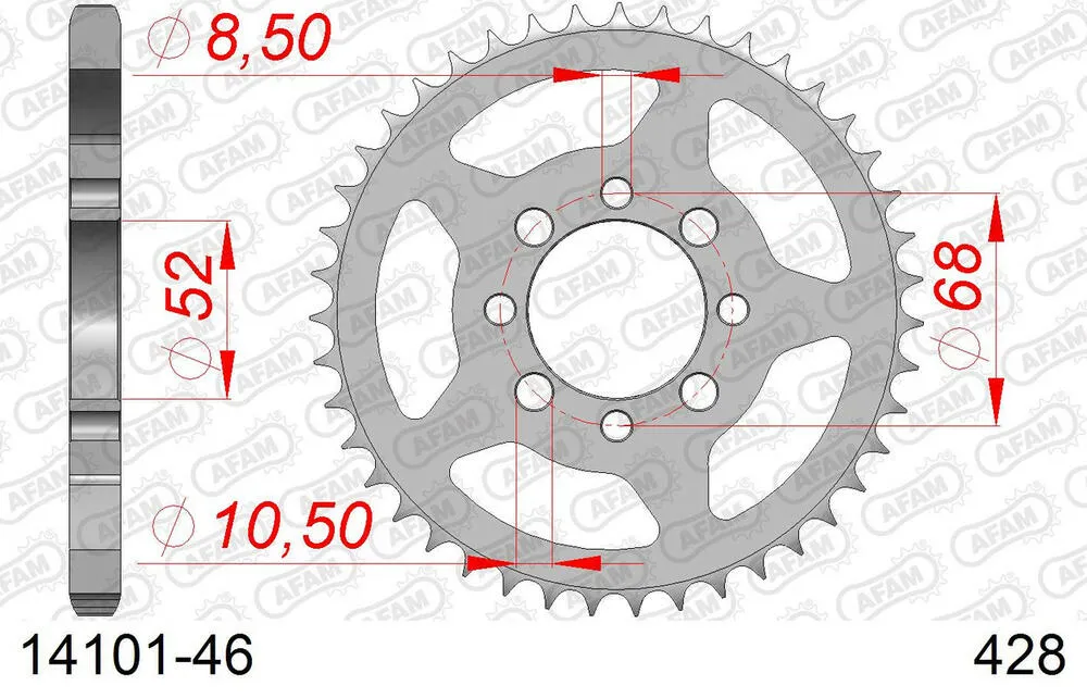 14101-46 AFAM Kettensatz Stahl 428 R1-G 14x46 - Suzuki TS 80 ER 1981-84 - 01407600