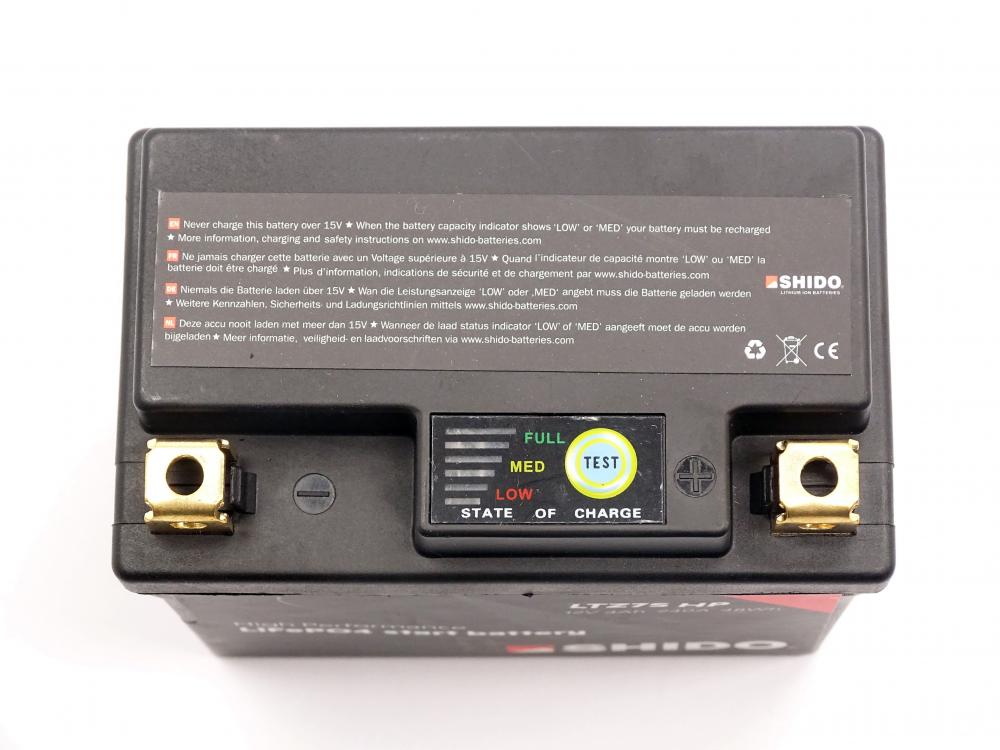 Shido_LTZ7S_HP_Lithium_Ionen_Batterie_12V_LiFePO_9122_Testanzeige Shido LTZ7S HP Lithium Ionen Batterie 12V LiFePO (YTX7L-BS YTZ7S YTZ6V YTZ8V)