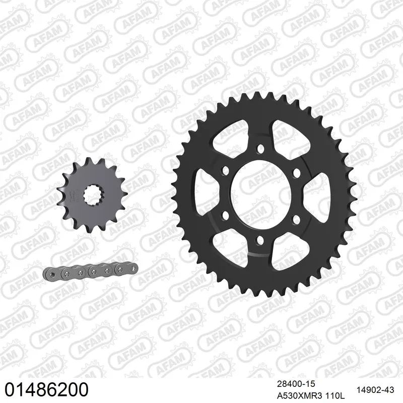 01486200 AFAM Kettensatz Stahl 530 XMR3 15x43 - Suzuki RF 900 R 1994-99 - 01486200
