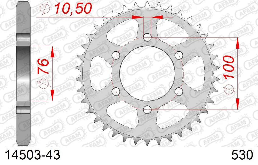 14503-43 AFAM Kettensatz Stahl 530 XMR3 15x43 - Suzuki GSX 400 F 1981-85 - 01443202