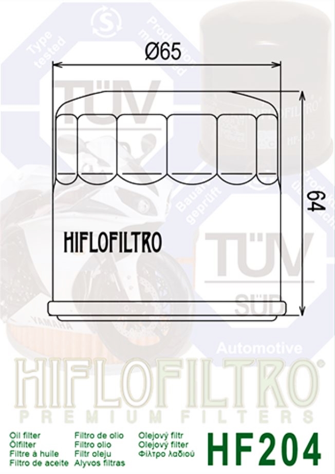 Hiflofiltro Ölfilter Hiflo HF204 Yamaha YXZ 1000 R /SS /SE