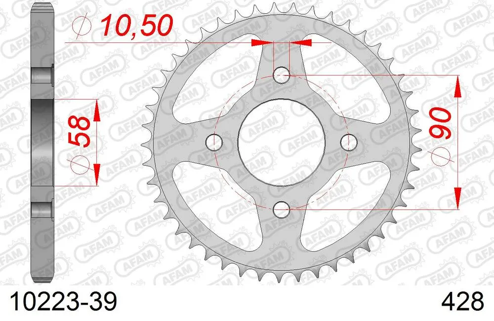 AFAM Kettensatz Stahl 428 R1-G 15x39 - Honda CM 125 T 1981-82 - 01013161
